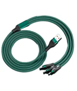 소프트닷 고속충전 100W 3 IN 1 케이블, 다크그린, 1개, 1.2m