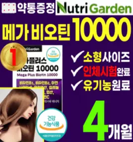 약통증정 식약처 고품질 메가 비오틴 10000 소형 알약 환 맥주 건조 효모 검은콩 해조칼슘 비타민 아연엽산 미네랄 흰머리 새치 두피 피부 모근 손톱 남성 여성 탈모 보조 영양 제, 2통(4개월)