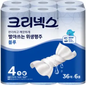 크리넥스 빨아쓰는 위생행주 블루 36매, 1개, 6개