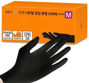 코멧 니트릴장갑 블랙, 중(M), 200개, 1개