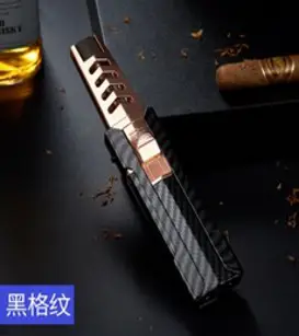 호신용라이터 터보라이터 고화력 용접 캠핑 휴대용, 검은색 격자 무늬, 용접 토치 + 가스 200ml