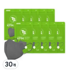 TS 가드 티마 컬러 새부리형 마스크 대형 KF94, 5개입, 30개, 그레이