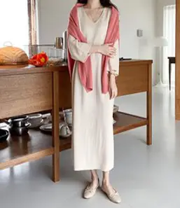 아모르데이 여성용 뉴디케이프 자체제작 나그랑소매 밑단 고무단 데일리 니트 케이프