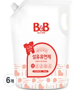 비앤비 섬유유연제 자스민향 리필형 1800ml, 6개