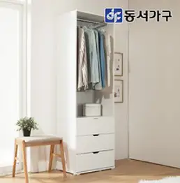 [틈새맞춤+9월 추석맞이 세일] 아이데뉴 터치 철제 드레스룸 800 1000 행거 시스템 옷장 장롱 (단독형/연결형), 오크화이트콤비