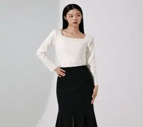 미쏘 여성용 스퀘어넥 풀오버 니트
