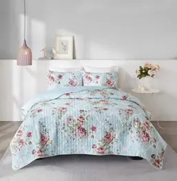 Comfort Spaces 양면 퀼트 이불 세트 극세사 여름 이불버미첼리 스티치 디자인 사계절용 경량 침대보 침구 매칭 샴 킹 (264.2 x 228.6cm(104 90