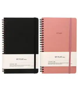 핑크풋 9500 마이플랜 스프링 만년형 다이어리 2종 세트, 블랙, 핑크