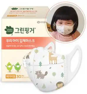 그린핑거 우리아이 입체마스크 베이비용, 30개입, 1개, 혼합색상