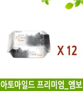 아토마일드 프리미엄 엠보싱 유아물티슈 리필형, 72매, 12개