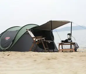 빈슨메시프 티클라 프리미엄 원터치 캐노피 텐트 + 폴대 2p, 그린, 5인용