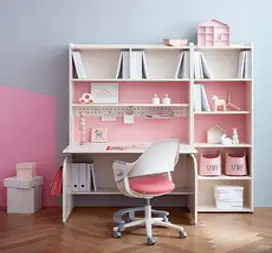 일룸 링키책상 컴팩트세트(보조테이블 불포함), 아이보리+핑크