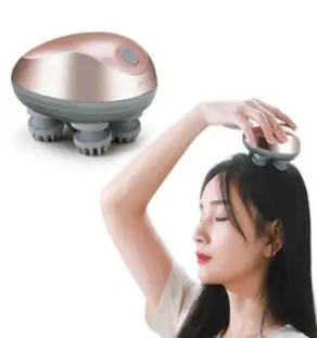 Pealy 전동 두피 마사지기 머리 마사지기 3단 강도 6가지 마사지 방법 IPX7 USB 충전, 골드, 1개
