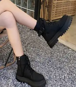 키높이 레이스업워커 스텐딩화 겨울 워커부츠 우먼품부츠여자가을겨울무스탕앵클립