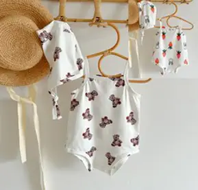 와우베베 아기 유아 베베 곰돌이슈트수영복 여름래쉬가드 아기수영복 여아수영복 베베비키니