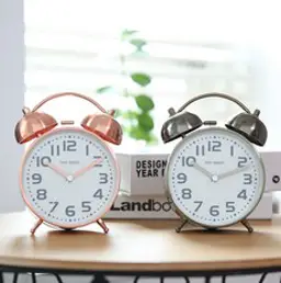 하루아홈 무소음 티니벨대 알람 탁상시계, 골드로즈