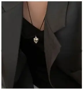 ANYOU 여성 레이어드 실버 목걸이 심플하고 고급진 럭키 하트 목걸이