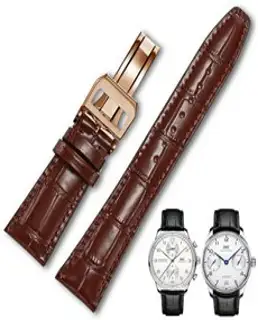 IWC 호환 시계줄 시계 스트랩 교체 가죽 밴드 클래식 악어 텍스처
