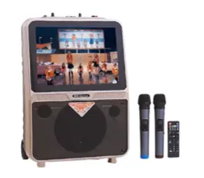 방송 라이브 캠핑용 노래방기계 행사용 이동식반주기, 22인치 마이크 1개 및 선물 패키지