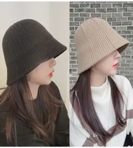 느와드코코 1+1 카스타드 골지 울 니트 딥다운 버킷햇 모자