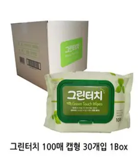 그린터치 저자극 휴대용 아기 물티슈 100매 캡형 30개, 1개, 1개