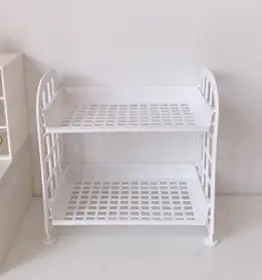 MF 귀여운 접이식 미니 선반 2단, 화이트