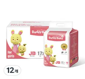대디베이비 골드 팬티형 기저귀 여아용 점보(12kg~), 점보, 204매