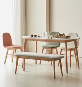 라움 소리없는 6인용 세라믹 식탁 테이블, 퓨어타원형세라믹6T+자작1800