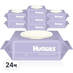 하기스 유아용 퓨어 퍼플 물티슈, 72매, 24팩