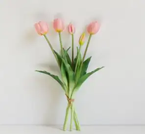 리버그린 망고튤립 조화 5p, 러블리핑크