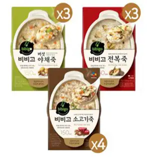 [총 10개입/280g]비비고죽 닭2+전복2+버섯야채2+소고기2+단호박2, 없음, 상세설명 참조
