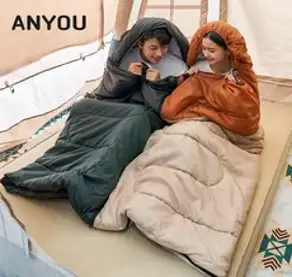 ANYOU 사계절침낭 오리털침낭 동계침낭 손을 뻗을 수 있는 침낭 빅 스페이스 침낭 캠핑이불 캠핑 침낭, 1개, 카키1000g