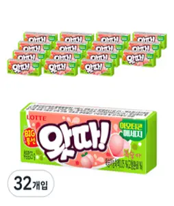 왓따 복숭아 껌, 23g, 32개입