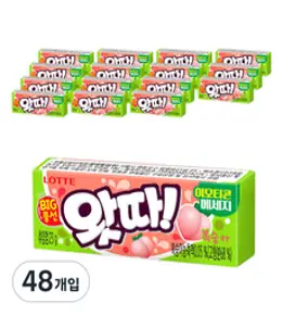 왓따 복숭아 껌, 23g, 48개입