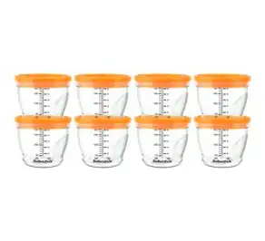 베베락 밀폐눈금 이유식 용기 180ml, 오렌지, 8개입