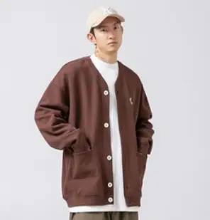 코디코치 남녀공용 모던 가디건 베이직 데일리 와플 기본 루즈핏 브이넥 니트