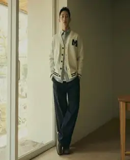 마인드브릿지 남성용 로고 원포인트 오버핏 가디건 MWCD7150