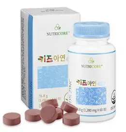 뉴트리코어 키즈 아연 츄어블, 60정, 76.8g, 1박스