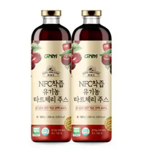 [유기가공식품] GNM 물 넣지 않은 NFC 유기농 타트체리 주스 착즙 원액, 1000ml, 2병