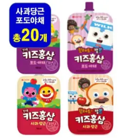 100mlx30개 혼합맛 핑크퐁 키즈홍삼 / 사과당근/ 포도야채/ 배도라지 뽀로로 홍삼쏙쏙, 09){사과매실20+오렌지10}, 100ml