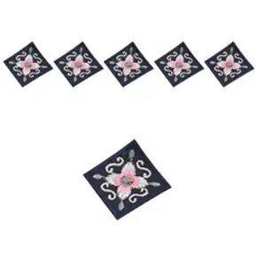 한복 4각 자수장식, 곤색, 6개