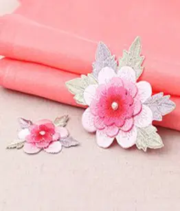 코하스아이디 매화 입체 자수장식 2종 세트, 분홍, 1세트