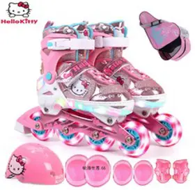 헬로키티 캣츠 인라인 여아 핑크 풀세트 인라인 스케이트 아동, 핑크 휠세트+숄더백