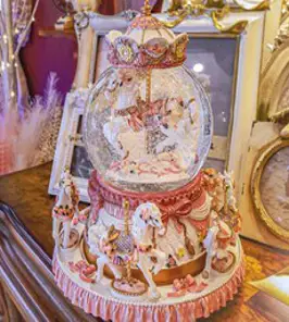 회전목마 워터볼 대형 LED 오르골, 화이트