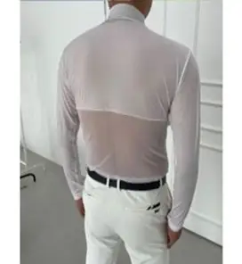 남성 골프 이너웨어 냉감 아이스 쿨 티셔츠 메쉬 여름 자외선차단 이너 골프복 검정색 흰색
