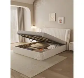 리프트업침대 베드 수납 대용량 수납침대, 1000mmx2000mm, 조립된 상자 침대, 블랙오크 컬러압력침대 + 소프트백