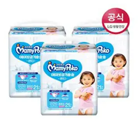 마미포코 에어핏 팬티형 기저귀 여아용 점보형 6단계(17kg 이상), 6단계, 63매