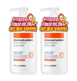 벨라몬스터 스트레스 아웃 솔루션 아크네 컨트롤 바디워시, 500ml, 2개