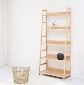벤트리 원목 5단 사다리 수납선반 2size (2color), 내추럴 색상
