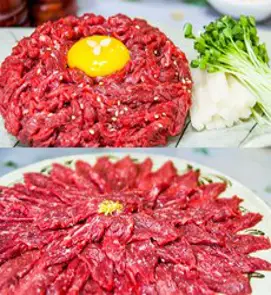 마장동에서 오늘 썰은 육회 1kg(업소용/식당용) (냉장/당일작업/원육), [썰어서]육회 1kg (냉장), 1개